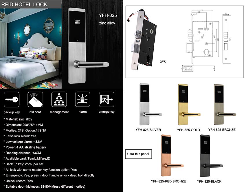 Zinc Alloy Hotel Door Lock Yfh 825 Wholesaler