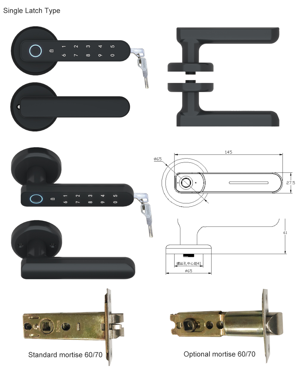 Single Latch Fingerprint Door Lock YFF-C01