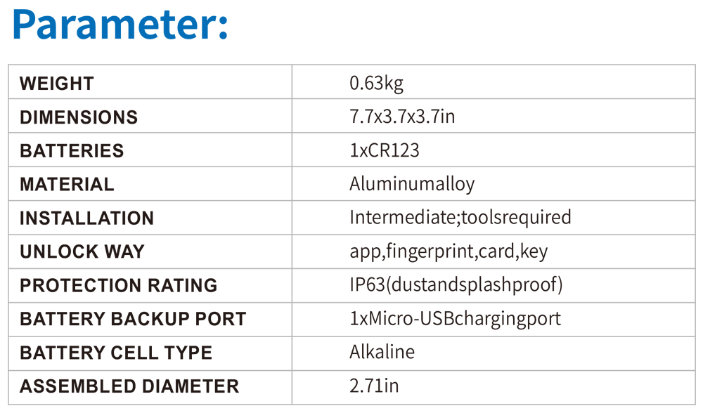 Tuya Bluetooth Fingerprint Door Lock YFBF-S1