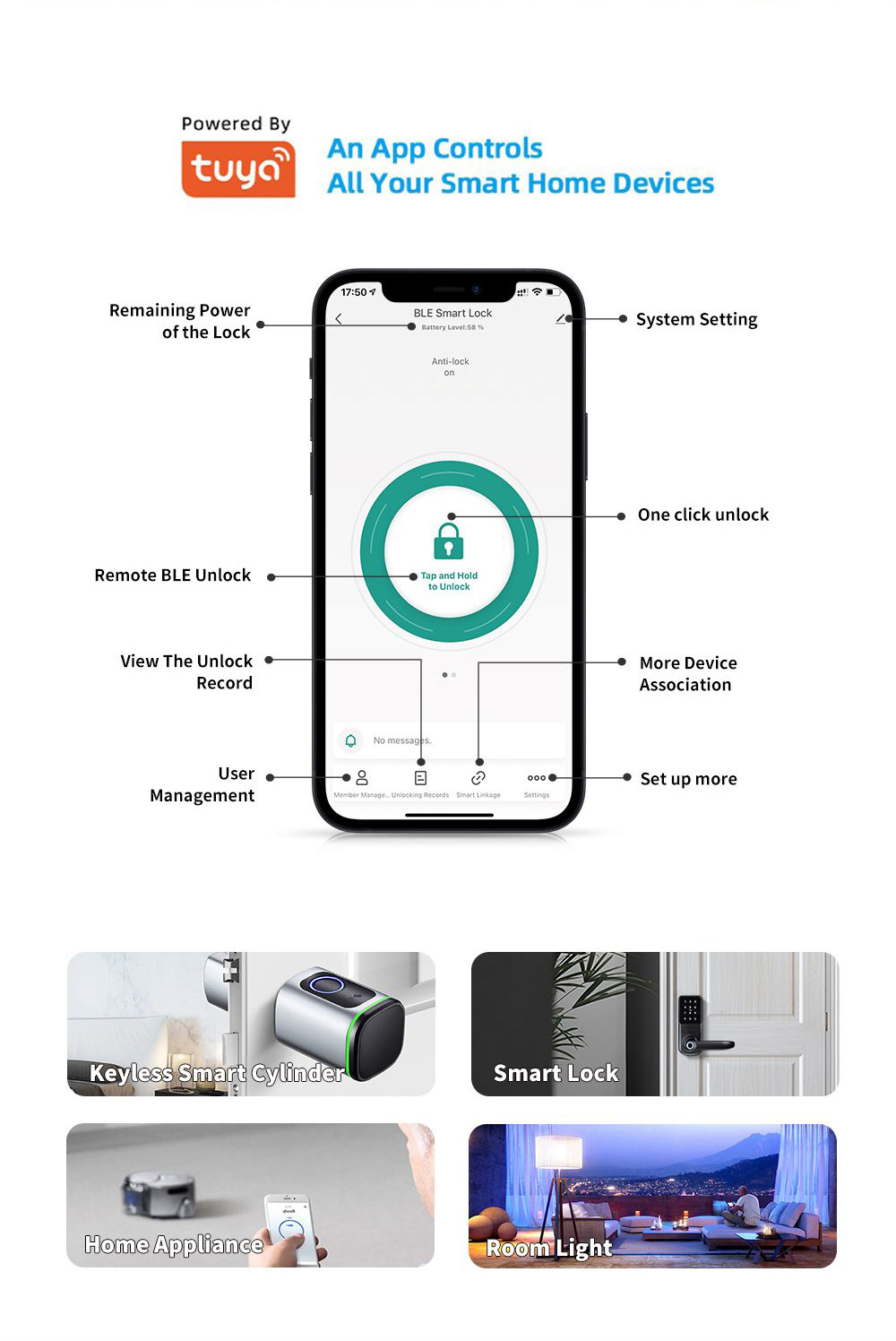 Tuya Bluetooth Fingerprint Door Lock YFBF-S1