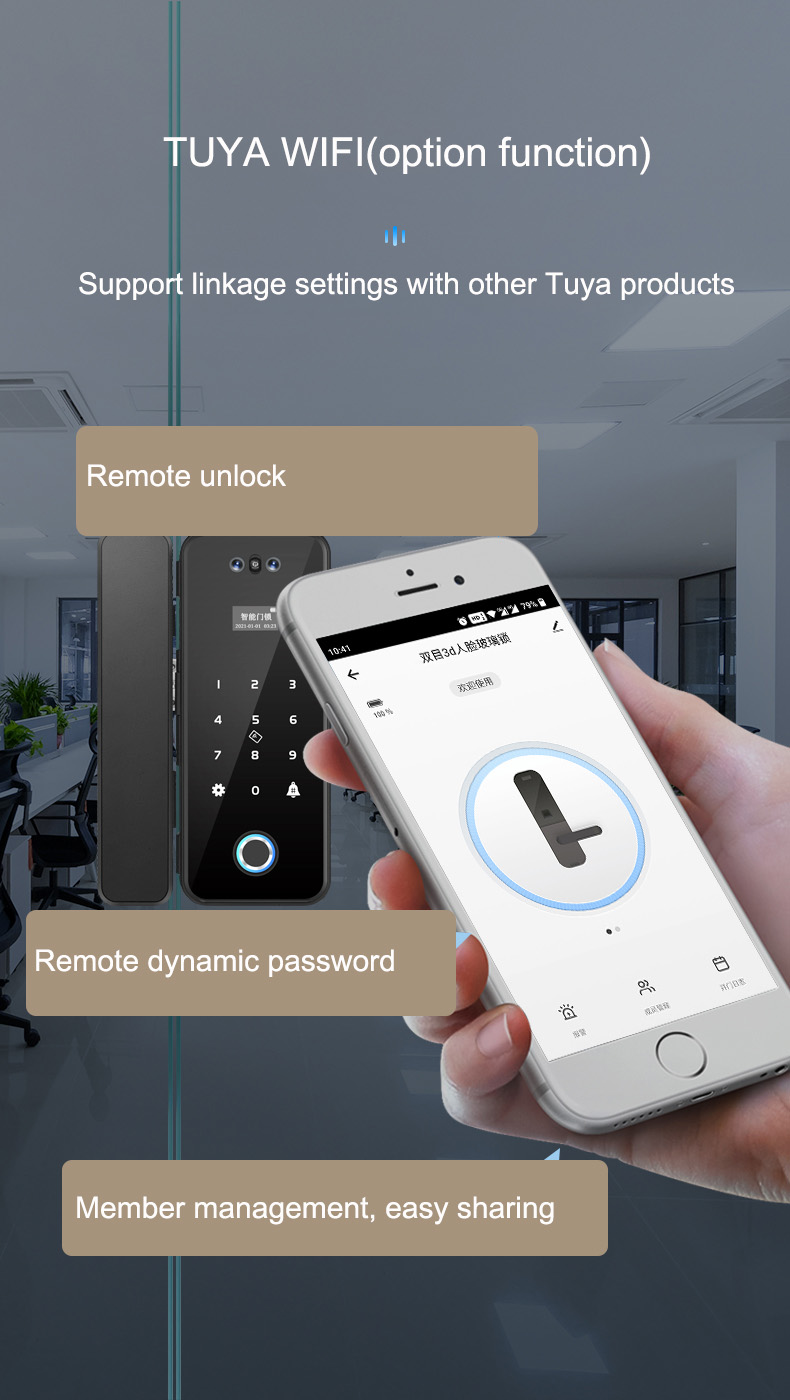 Face Recognition Glass Door Lock YFBG-908