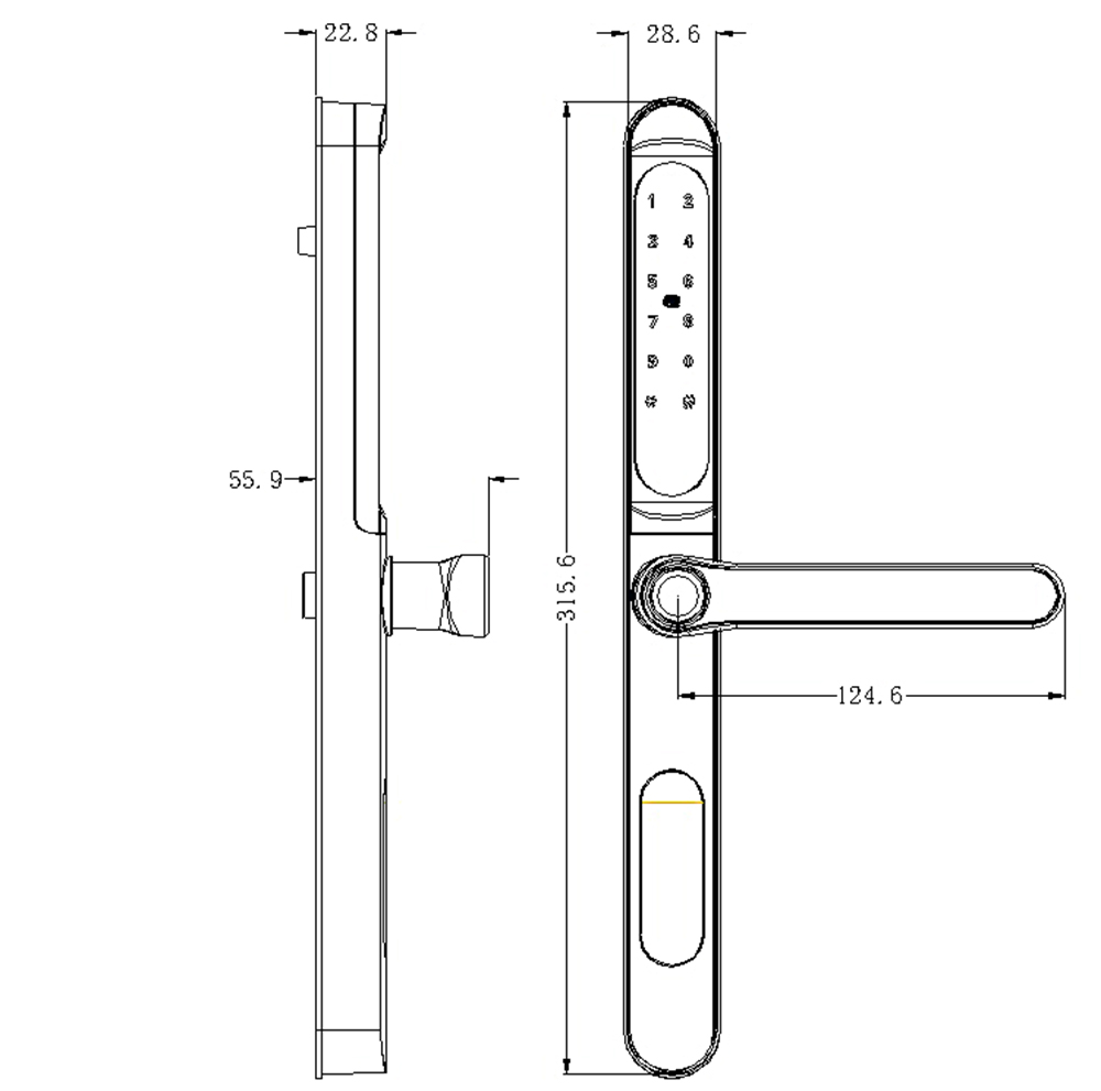 Slim Aluminum Door Smart Bluetooth Lock YFBF-YQ