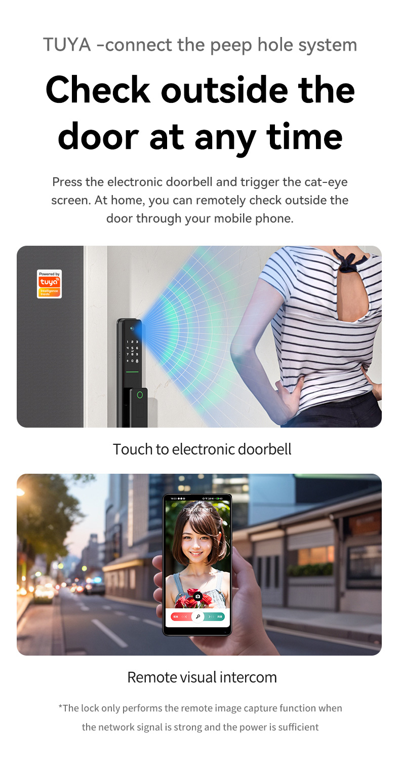 Tuya WIFI Smart Automatic Lock With Peephole YFFW-A1 PRO