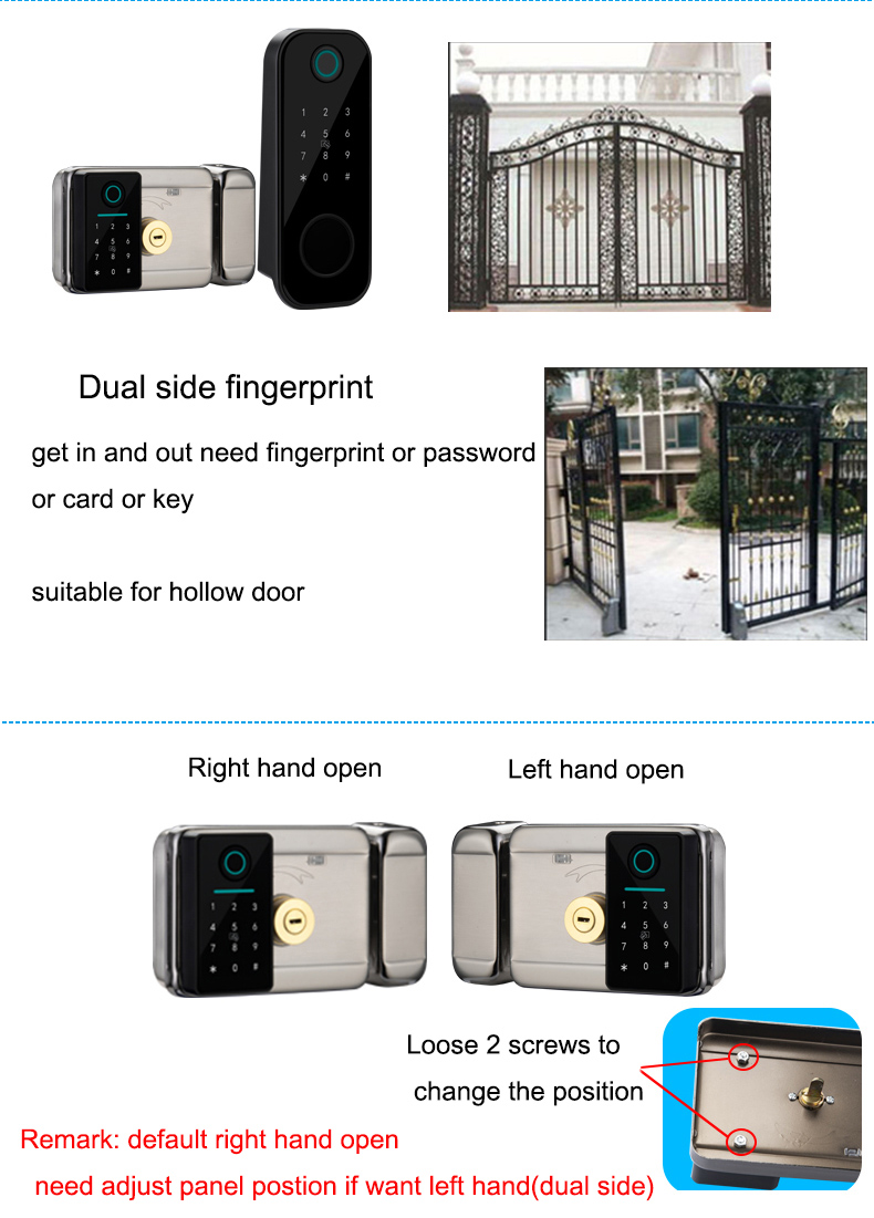 Waterproof Dual Side Fingerprint Rim Lock YFBF-N300