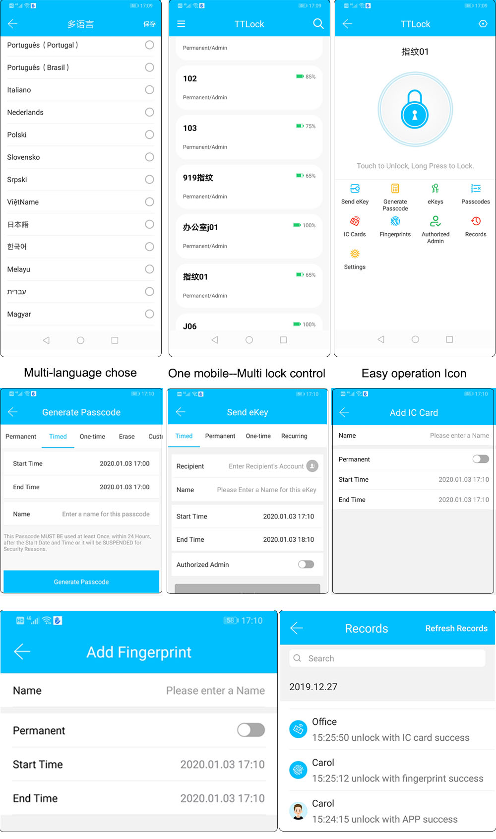 Fingerprint Bluetooth Locker Lock BPF-167